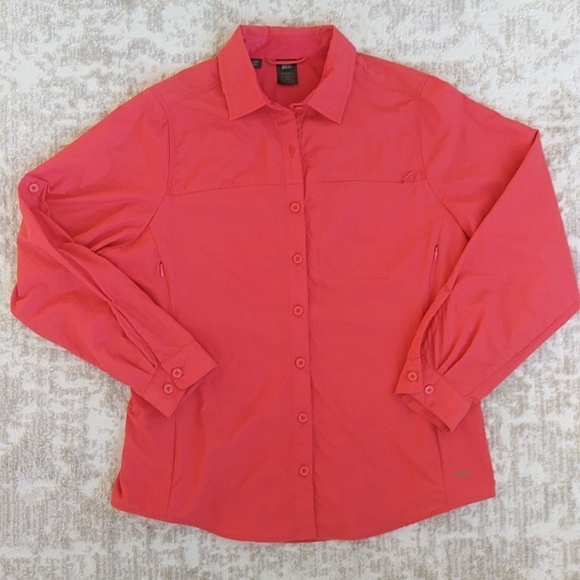 REI Vented Recreational Outdoor Adventure Hiking Shirt L Orange Coral - Picture 8 of 16